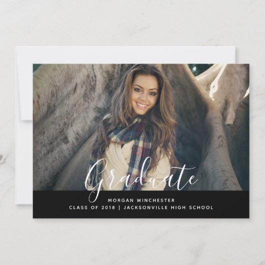 Eenvoudige elegante Afstuderen aankondiging | Zwar (Voorkant)