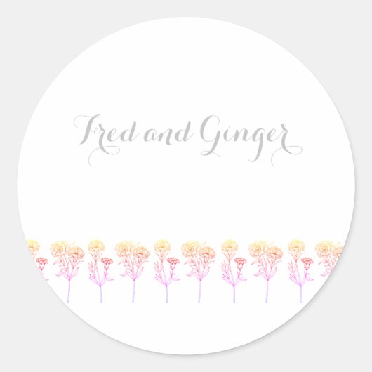Eenvoudige Elegante Anjer Bruiloft Ronde Sticker (Voorkant)