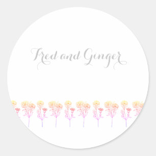 Eenvoudige Elegante Anjer Bruiloft Ronde Sticker