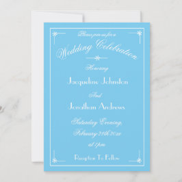 Eenvoudige Elegante Aqua Blauwe & Witte Fantasie L Kaart