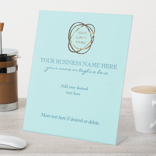 Eenvoudige Elegante Aqua Custom Business Logo Reclamebord Met Voetstuk (Insitu)