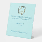 Eenvoudige Elegante Aqua Custom Business Logo Reclamebord Met Voetstuk (Voorkant)