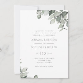Eenvoudige Elegante Aquarel Eucalyptus Bruiloft Kaart