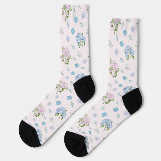 Eenvoudige Elegante Aquarel Hydrangea Bloemen Sokken (Links)