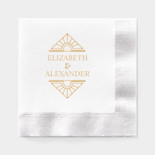 Eenvoudige elegante art deco # 1 bruiloft paar naa folie servetten (Voorkant)