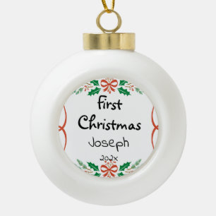 eenvoudige , elegante baby eerste kerstmis keramische bal ornament