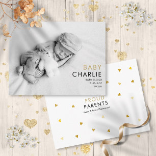 Eenvoudige Elegante Baby Foto Geboorteaankondiging Briefkaart