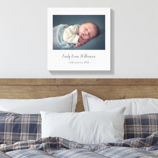 Eenvoudige Elegante Baby Foto Script Naam Canvas P (Insitu (Slaapkamer))