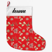 Eenvoudige elegante baby's eerste kerst grote kerstsok (Voorkant)