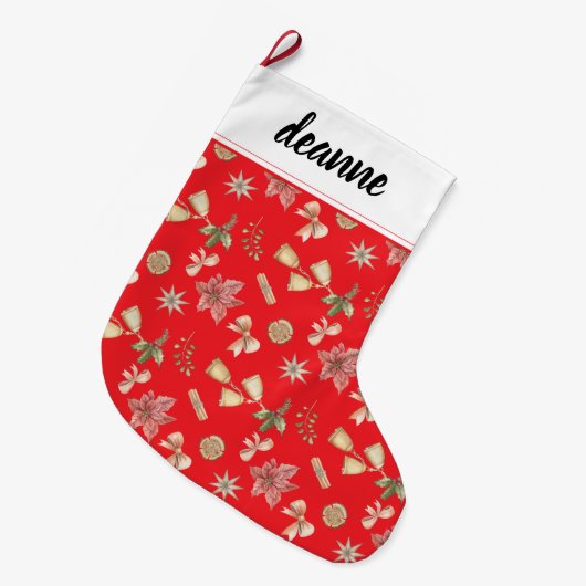 Eenvoudige elegante baby's eerste kerst grote kerstsok (Voorkant (Hangend))