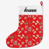 Eenvoudige elegante baby's eerste kerst grote kerstsok (Achterkant)