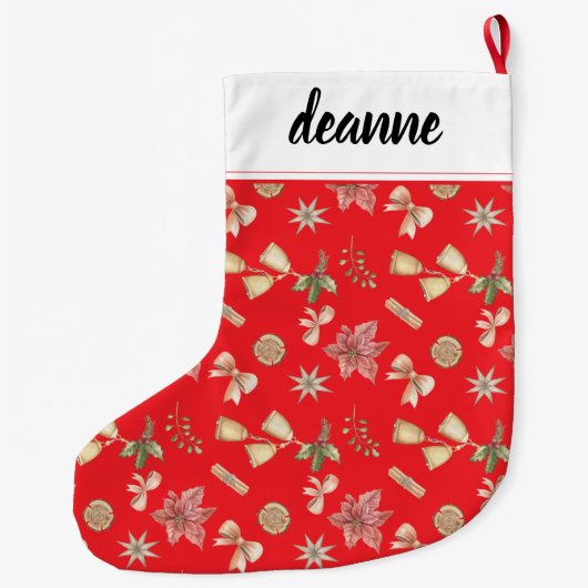 Eenvoudige elegante baby's eerste kerst grote kerstsok (Achterkant)