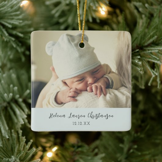 Eenvoudige & elegante Baby's Eerste Verjaardag Ker Keramisch Ornament (Boom)