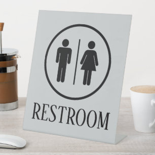 Eenvoudige Elegante Badkamer Toilet Signalisatie Reclamebord Met Voetstuk