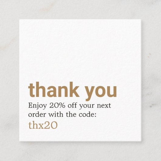 Eenvoudige elegante bedankkaart Coupon (Voorkant)