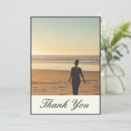 Eenvoudige elegante begrafenis persoonlijke foto b bedankkaart (Staand voorkant)