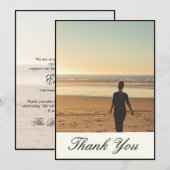 Eenvoudige elegante begrafenis persoonlijke foto b bedankkaart (Voorkant / Achterkant)