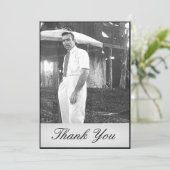 Eenvoudige elegante begrafenis zwart-wit bedankt (Staand voorkant)