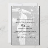 Eenvoudige elegante begrafenis zwart-wit bedankt (Achterkant)