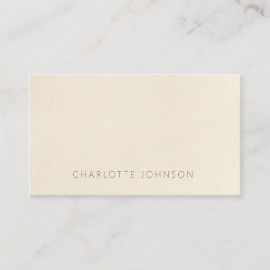 Eenvoudige elegante beige bruine platte profession visitekaartje (Voorkant)