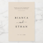 Eenvoudige elegante beige en zwarte bruiloft voedselcontainer etiket (Enkel label)