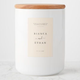 Eenvoudige elegante beige en zwarte bruiloft voedselcontainer etiket