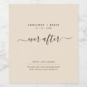 Eenvoudige elegante beige en zwarte bruiloft wijn etiket (Enkel label)