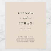 Eenvoudige elegante beige en zwarte bruiloft wijn etiket (Enkel label)