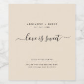 Eenvoudige elegante beige en zwarte bruiloft wijn etiket (Enkel label)