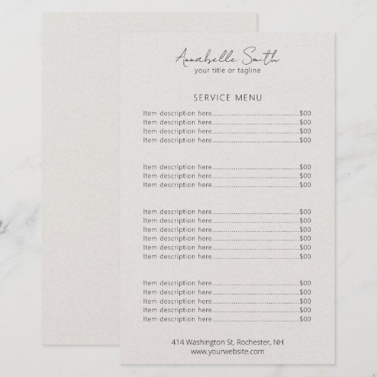 Eenvoudige Elegante Beige Minimalistische Moderne  (Voorkant / Achterkant)