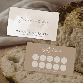 Eenvoudige Elegante Beige Waterverf Bakkerij Loyal Visitekaartje
