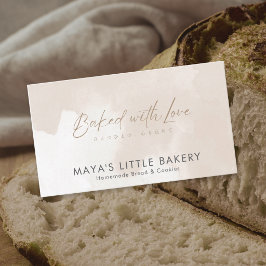 Eenvoudige Elegante Beige Waterverf Bakkerij Visitekaartje