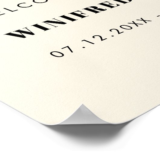 Eenvoudige elegante beste dag ooit bruiloft Welkom Poster (Hoek)