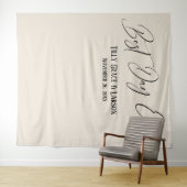 Eenvoudige elegante beste dag ooit crème foto acht wandkleed (In Situ (horizontaal))