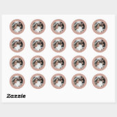 Eenvoudige Elegante Bewaar de Datum Trouwfoto Roze Ronde Sticker (Vel)