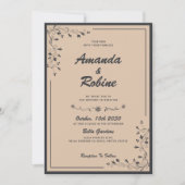 Eenvoudige Elegante Black en Cream bruiloft uitnod Kaart (Voorkant)