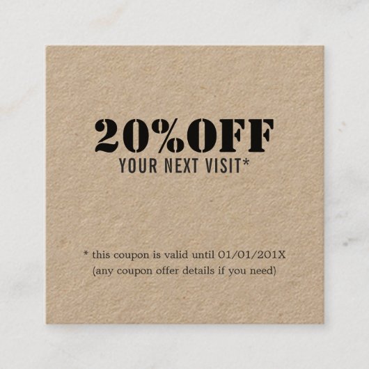 Eenvoudige Elegante Black Kraft Beauty Coupon (Voorkant)