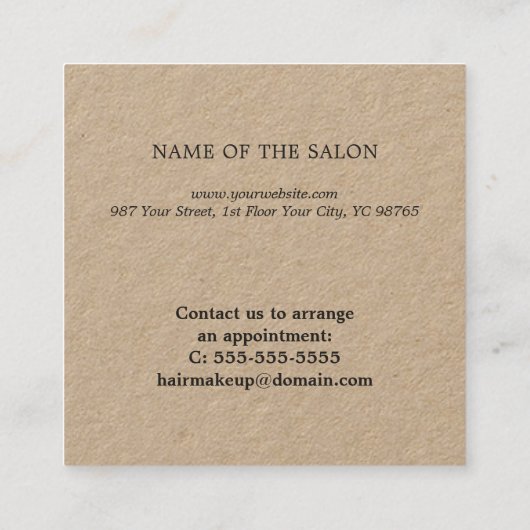 Eenvoudige Elegante Black Kraft Beauty Coupon (Achterkant)