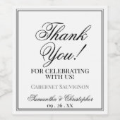 Eenvoudige Elegante Black & White bruiloft dank u Wijn Etiket (Enkel label)