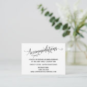 Eenvoudige, elegante Black White Wedding Accommoda Informatiekaartje (Staand voorkant)