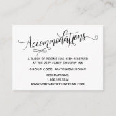 Eenvoudige, elegante Black White Wedding Accommoda Informatiekaartje (Voorkant)