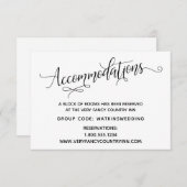 Eenvoudige, elegante Black White Wedding Accommoda Informatiekaartje (Voorkant / Achterkant)
