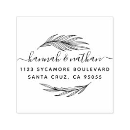 Eenvoudige elegante bladeren | Bruiloft retouradre Zelfinktende Stempel