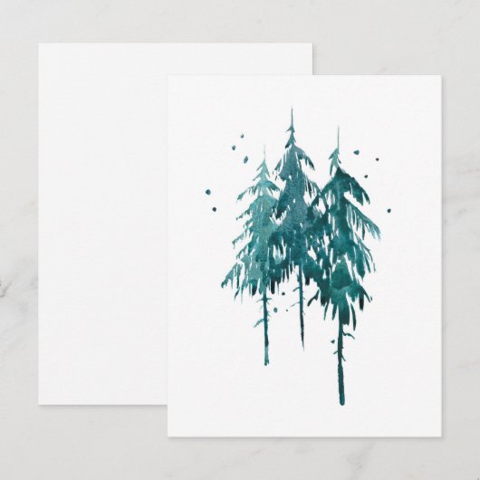 Eenvoudige elegante blauw-groene Waterverf pijnbom Briefkaart (Voorkant / Achterkant)
