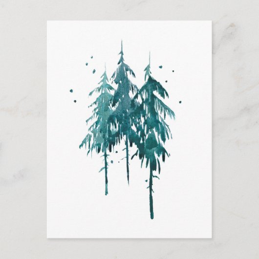 Eenvoudige elegante blauw-groene Waterverf pijnbom Briefkaart (Voorkant)