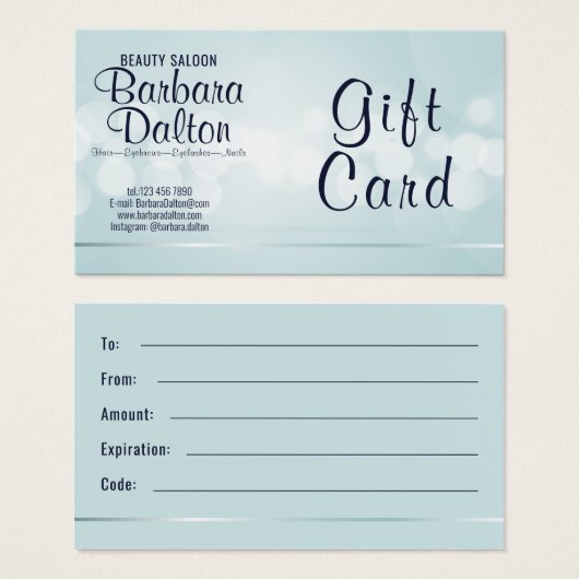 Eenvoudige Elegante Blauwe Bokeh Gift Kaart (Voorkant /achterkant)