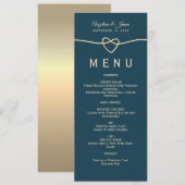 Eenvoudige Elegante Blauwe Bruiloft Menu (Voorkant / Achterkant)