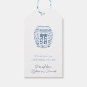 Eenvoudige Elegante Blauwe en Witte Huwelijksdouch Cadeaulabel (Voorkant)