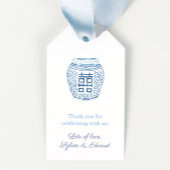 Eenvoudige Elegante Blauwe en Witte Huwelijksdouch Cadeaulabel