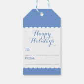 Eenvoudige Elegante Blauwe en Witte Sneeuwvlok Cadeaulabel (Achterkant)